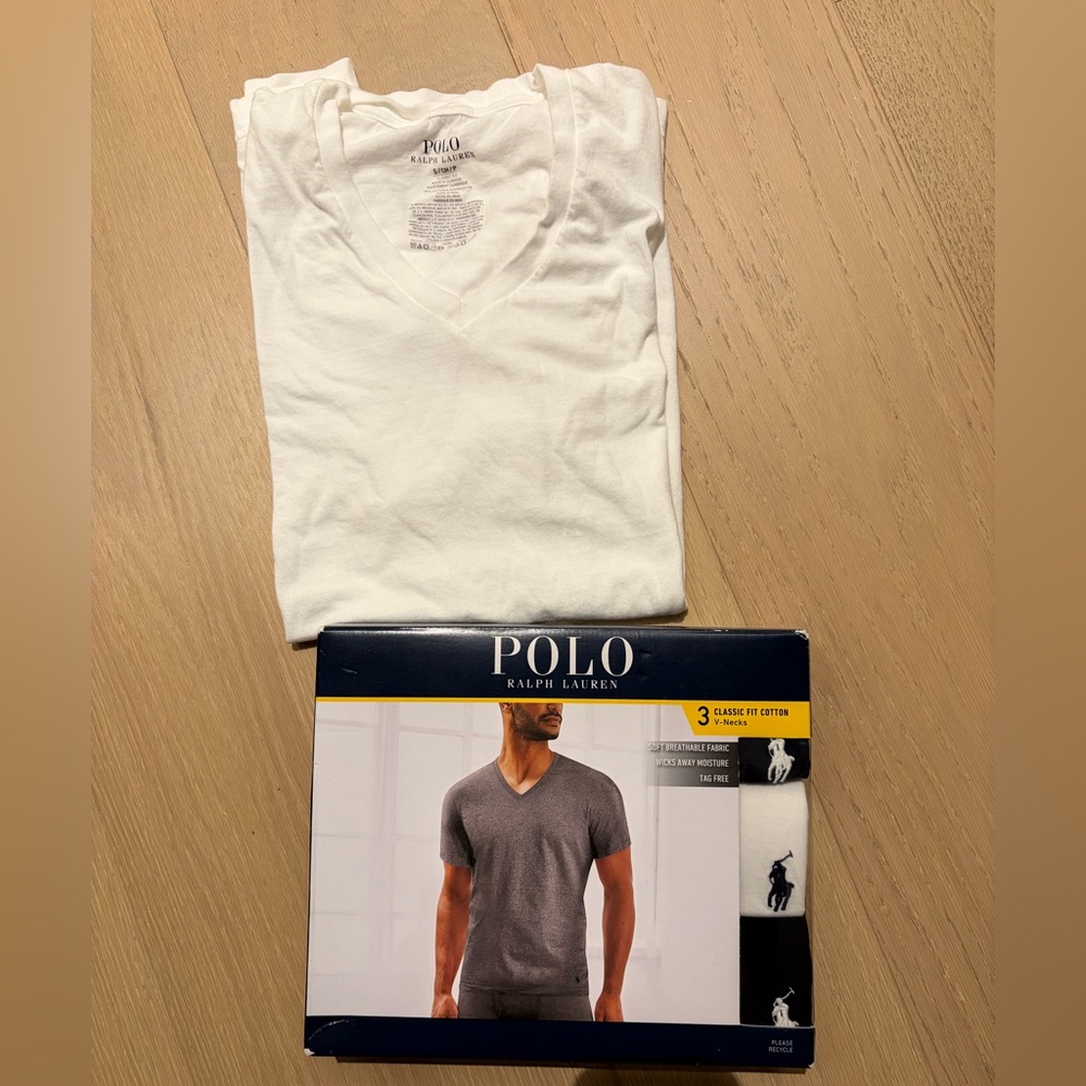 Ralph Lauren Men's White V-Neck Tee